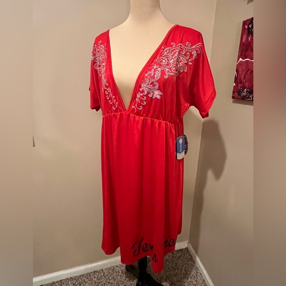 Game Day Couture Texas Tech Embroidered Deep V Dress/Swimsuit Coverup, XXL